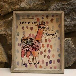 Wooden llama wall art